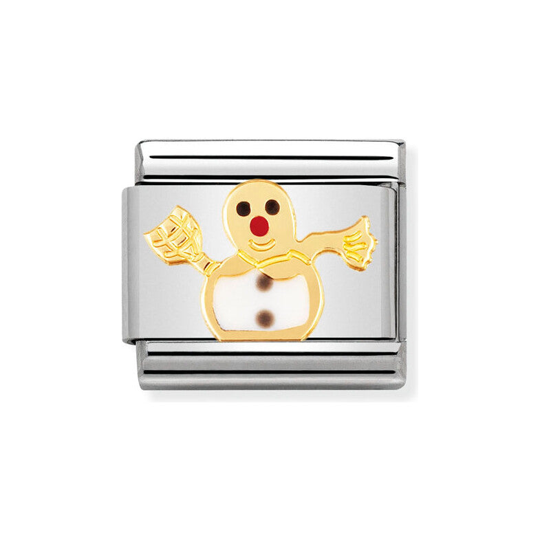 CLASSIC Gold Christmas White Snowman Charm