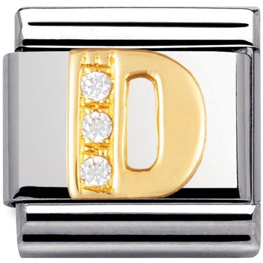 Composable Classic Link Letter D with white Stones