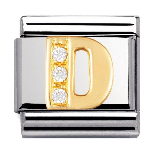 Composable Classic Link Letter D with white Stones