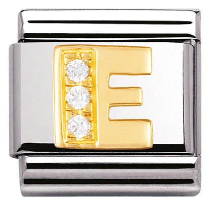 Composable Classic Link Letter E with white Stones