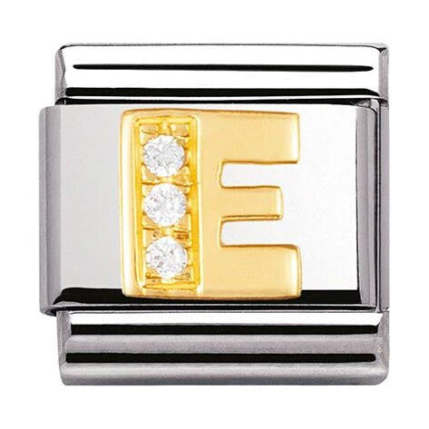Composable Classic Link Letter E with white Stones