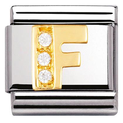 Composable Classic Link Letter F with white Stones