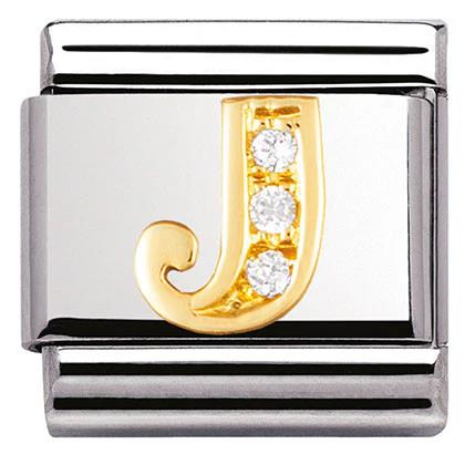 Composable Classic Link Letter J with white Stones