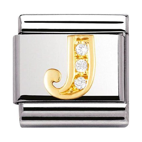 Composable Classic Link Letter J with white Stones