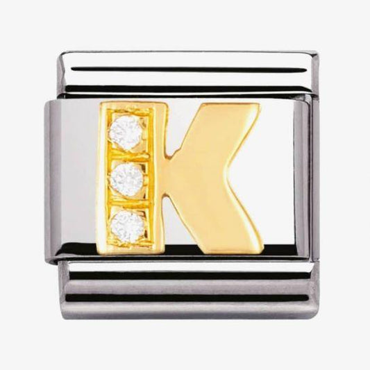 Composable Classic Link Letter K with white Stones