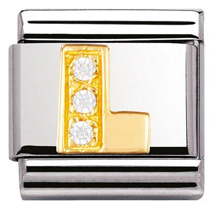 Composable Classic Link Letter L with white Stones