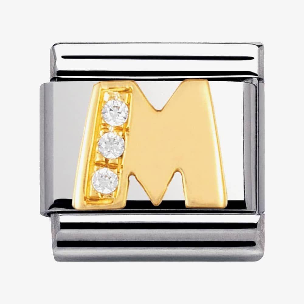 Composable Classic Link Letter M with white Stones