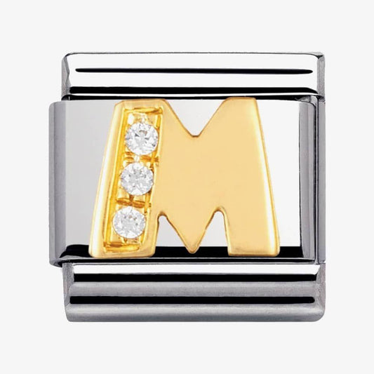 Composable Classic Link Letter M with white Stones