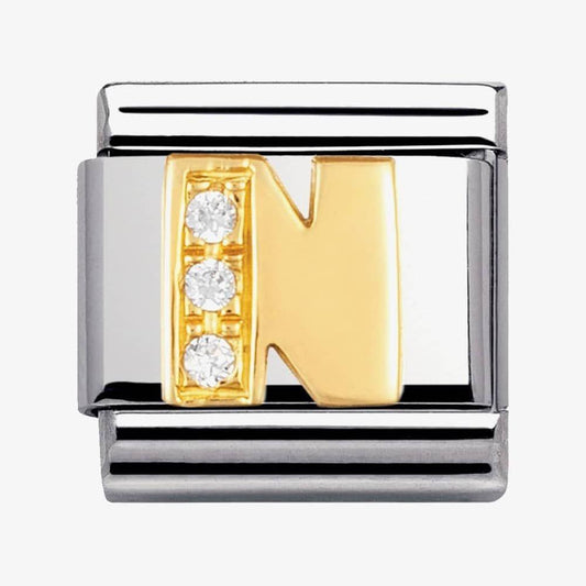 Composable Classic Link Letter N with white Stones