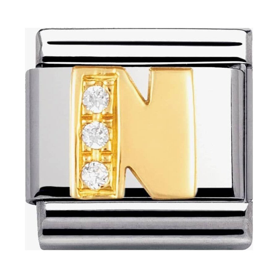 Composable Classic Link Letter N with white Stones