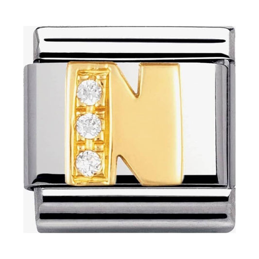 Composable Classic Link Letter N with white Stones