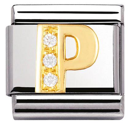 Composable Classic Link Letter P with white Stones