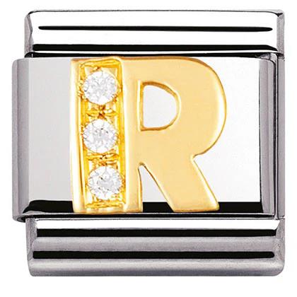 Composable Classic Link Letter R with white Stones