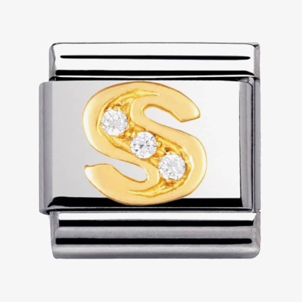 Composable Classic Link Letter S with white Stones