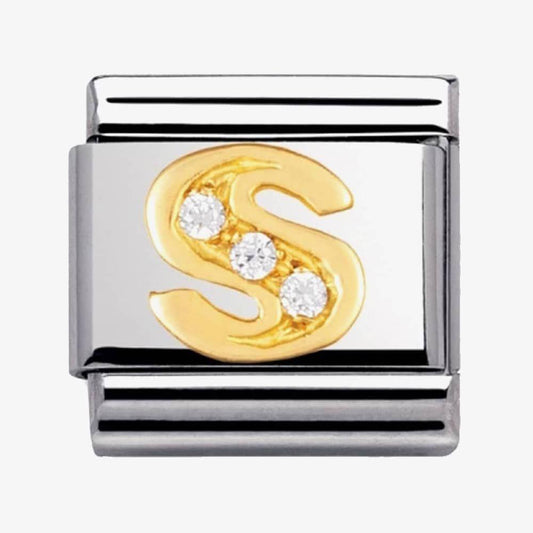 Composable Classic Link Letter S with white Stones