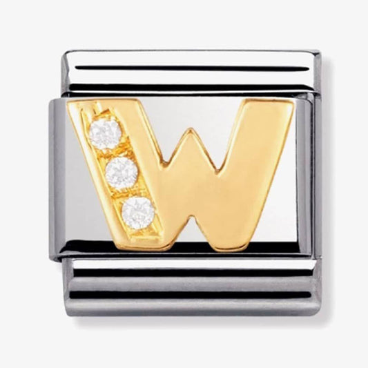 Composable Classic Link Letter W with white Stones