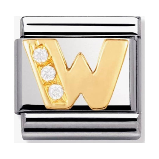 Composable Classic Link Letter W with white Stones