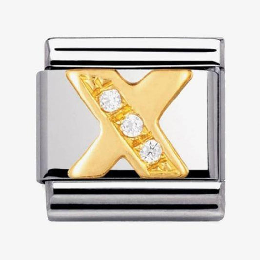 Composable Classic Link Letter X with white Stones