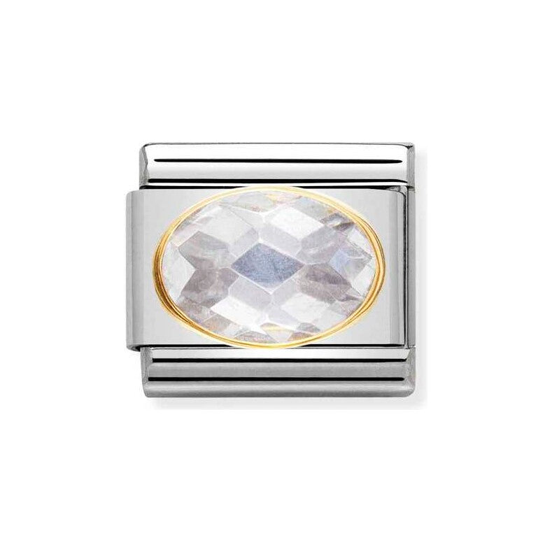 CLASSIC Gold Oval Faceted Cubic Zirconia White Charm