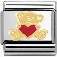 Nomination Classic Gold Bear with Red Heart Charm