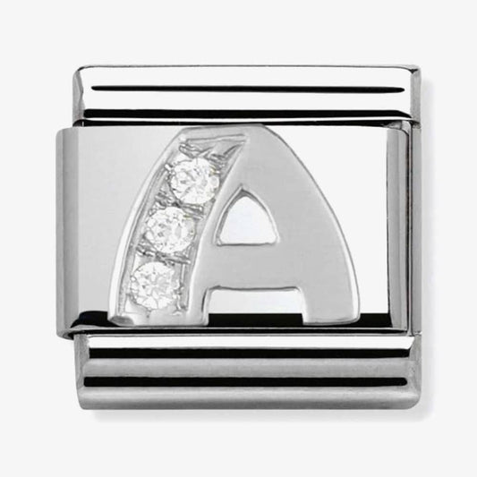 Composable Classic Link Letter A in Silver and Stones