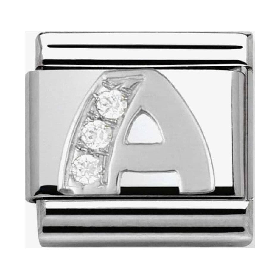 Composable Classic Link Letter A in Silver and Stones