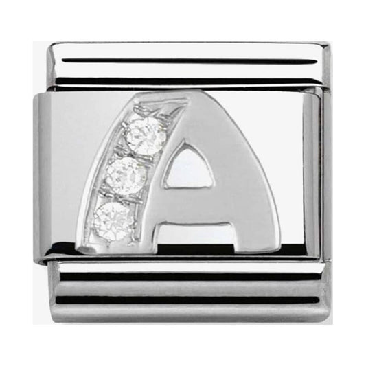 Composable Classic Link Letter A in Silver and Stones