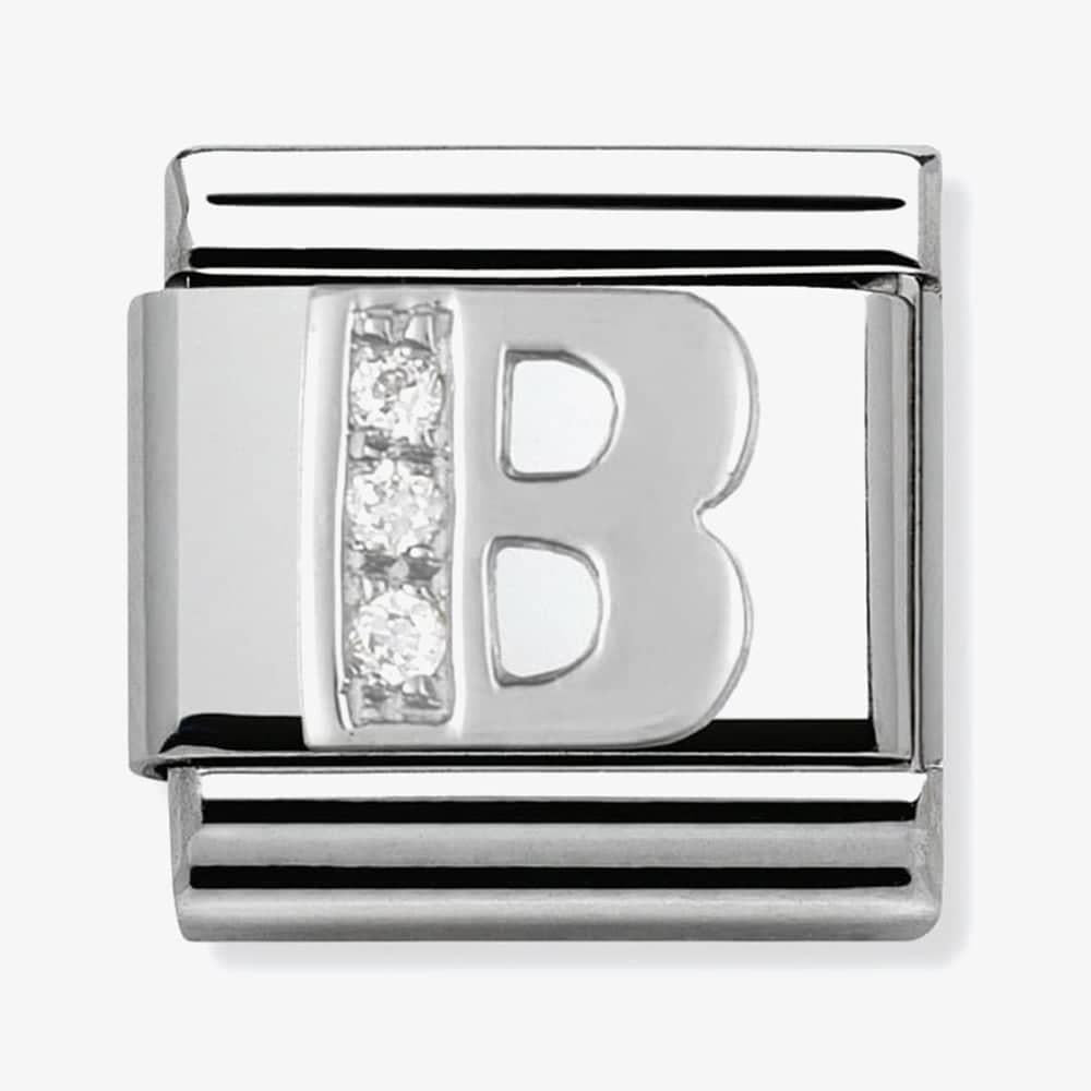 Composable Classic Link Letter B in Silver and Stones