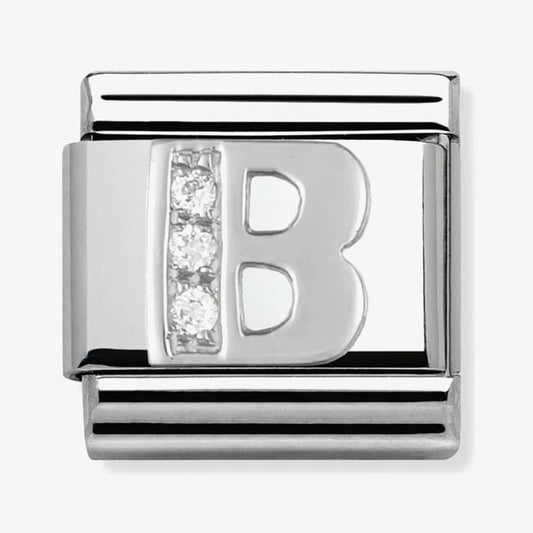 Composable Classic Link Letter B in Silver and Stones