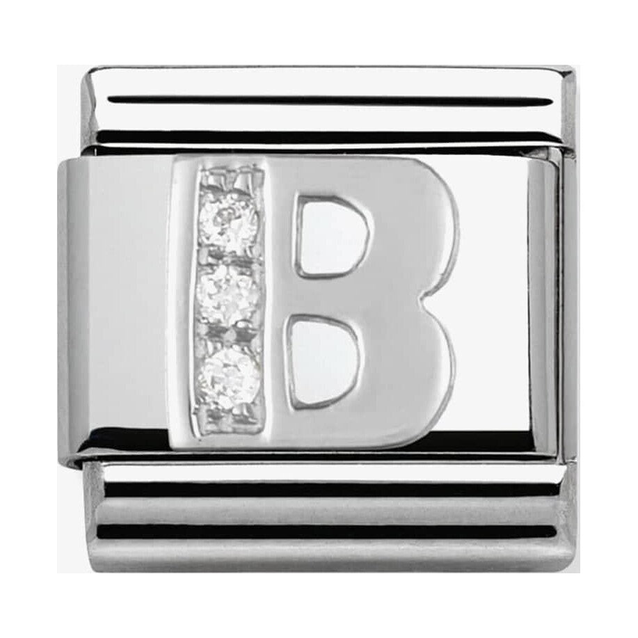 Composable Classic Link Letter B in Silver and Stones