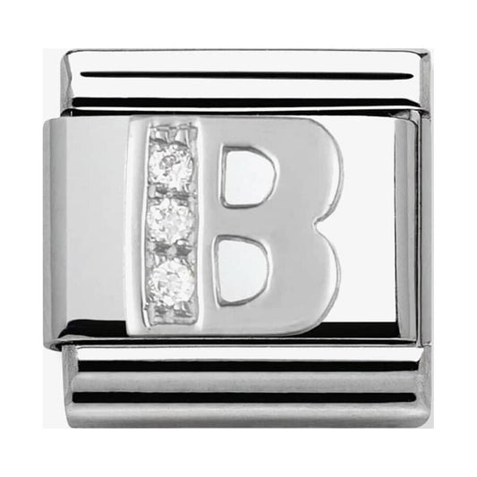 Composable Classic Link Letter B in Silver and Stones