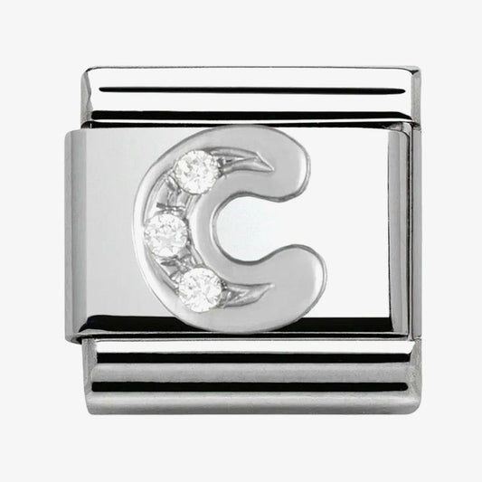 Composable Classic Link Letter C in Silver and Stones