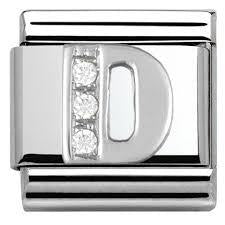 Composable Classic Link Letter D in Silver and Stones