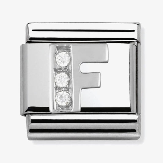 Composable Classic Link Letter F in Silver and Stones