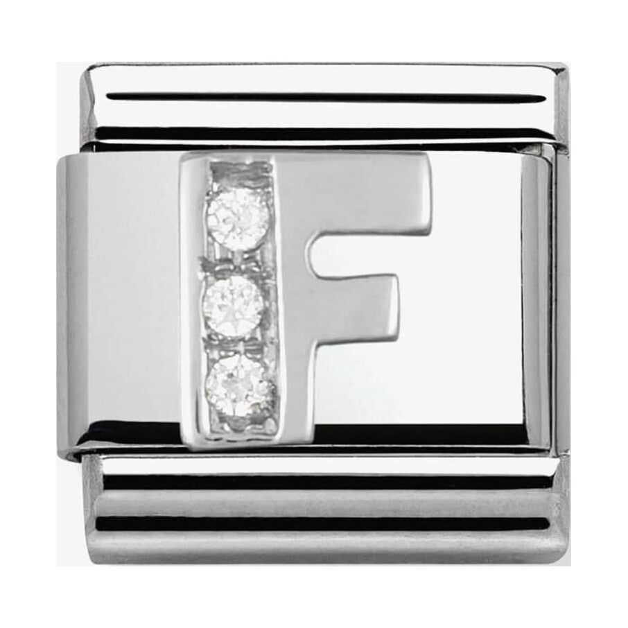 Composable Classic Link Letter F in Silver and Stones