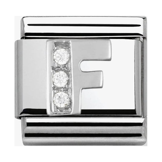 Composable Classic Link Letter F in Silver and Stones