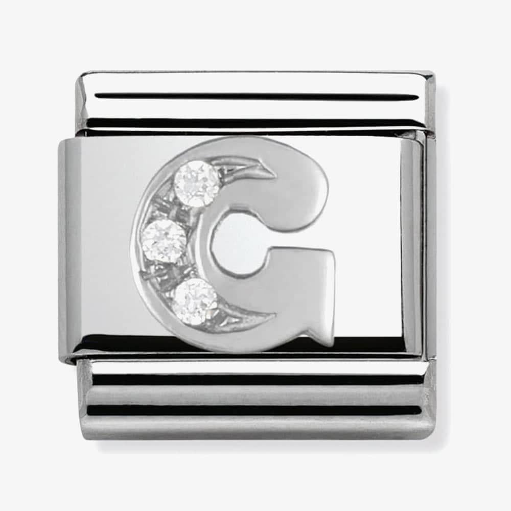 Composable Classic Link Letter G in Silver and Stones