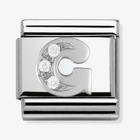 Composable Classic Link Letter G in Silver and Stones