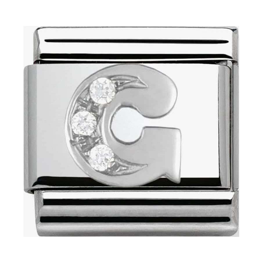 Composable Classic Link Letter G in Silver and Stones