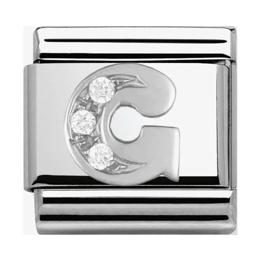 Composable Classic Link Letter G in Silver and Stones