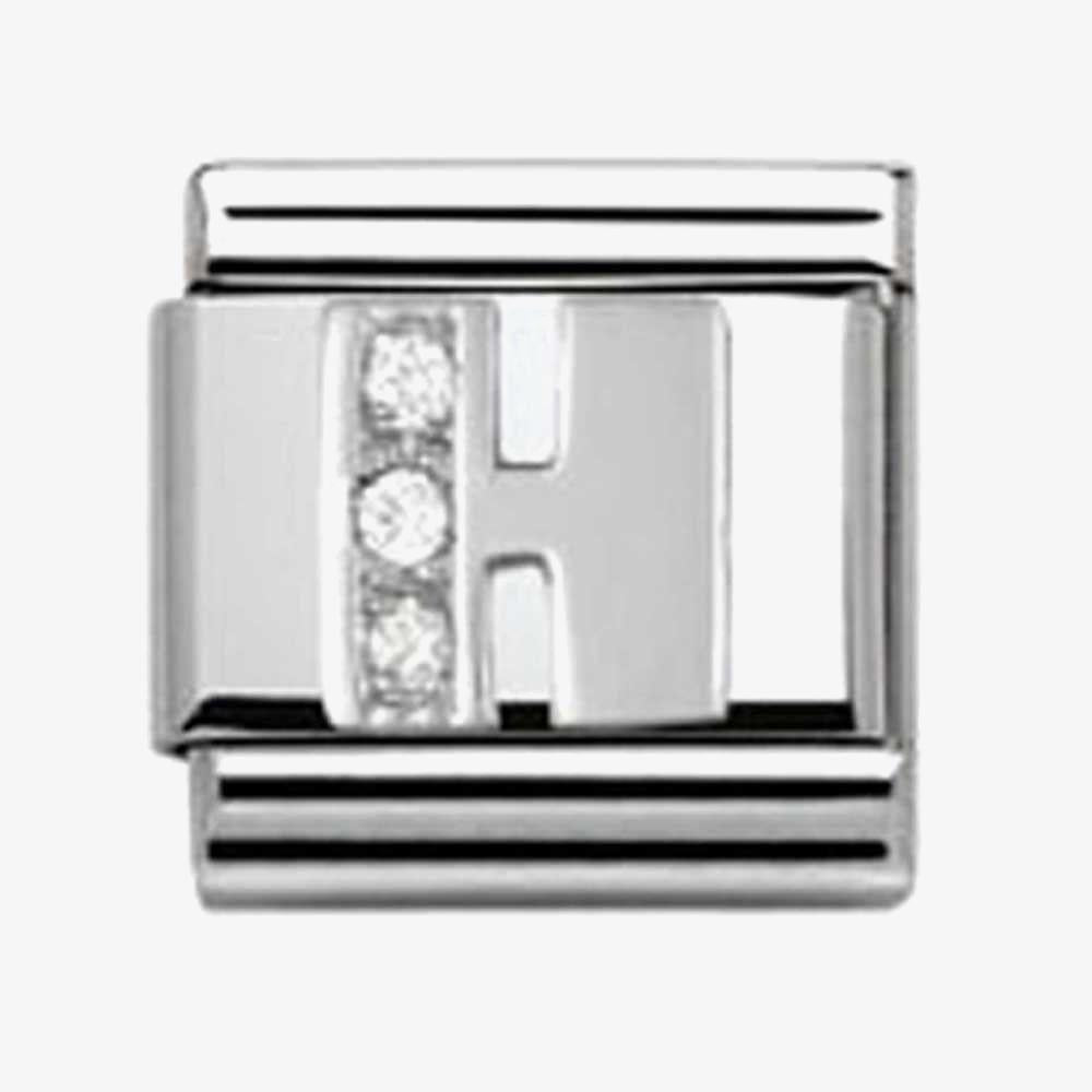 Composable Classic Link Letter H in Silver and Stones