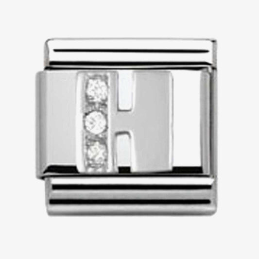 Composable Classic Link Letter H in Silver and Stones