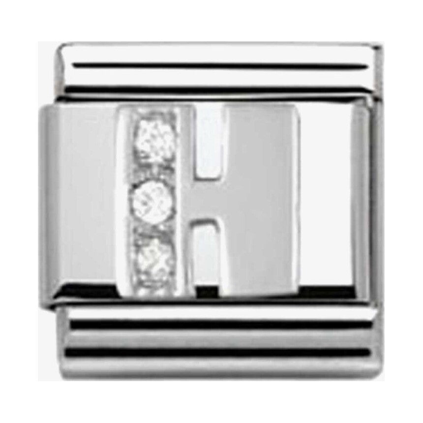 Composable Classic Link Letter H in Silver and Stones