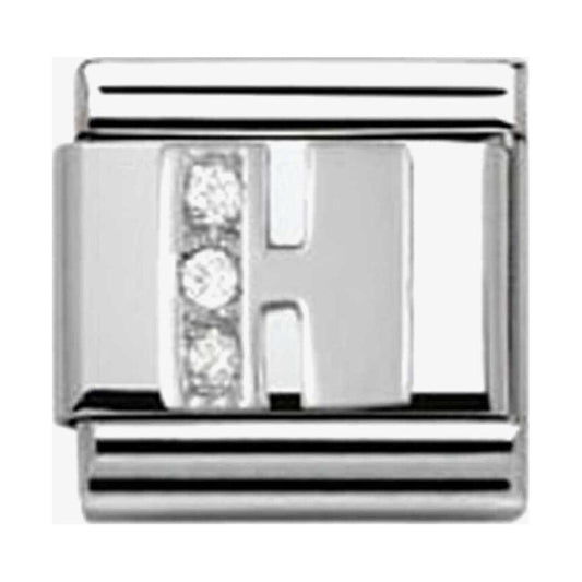 Composable Classic Link Letter H in Silver and Stones