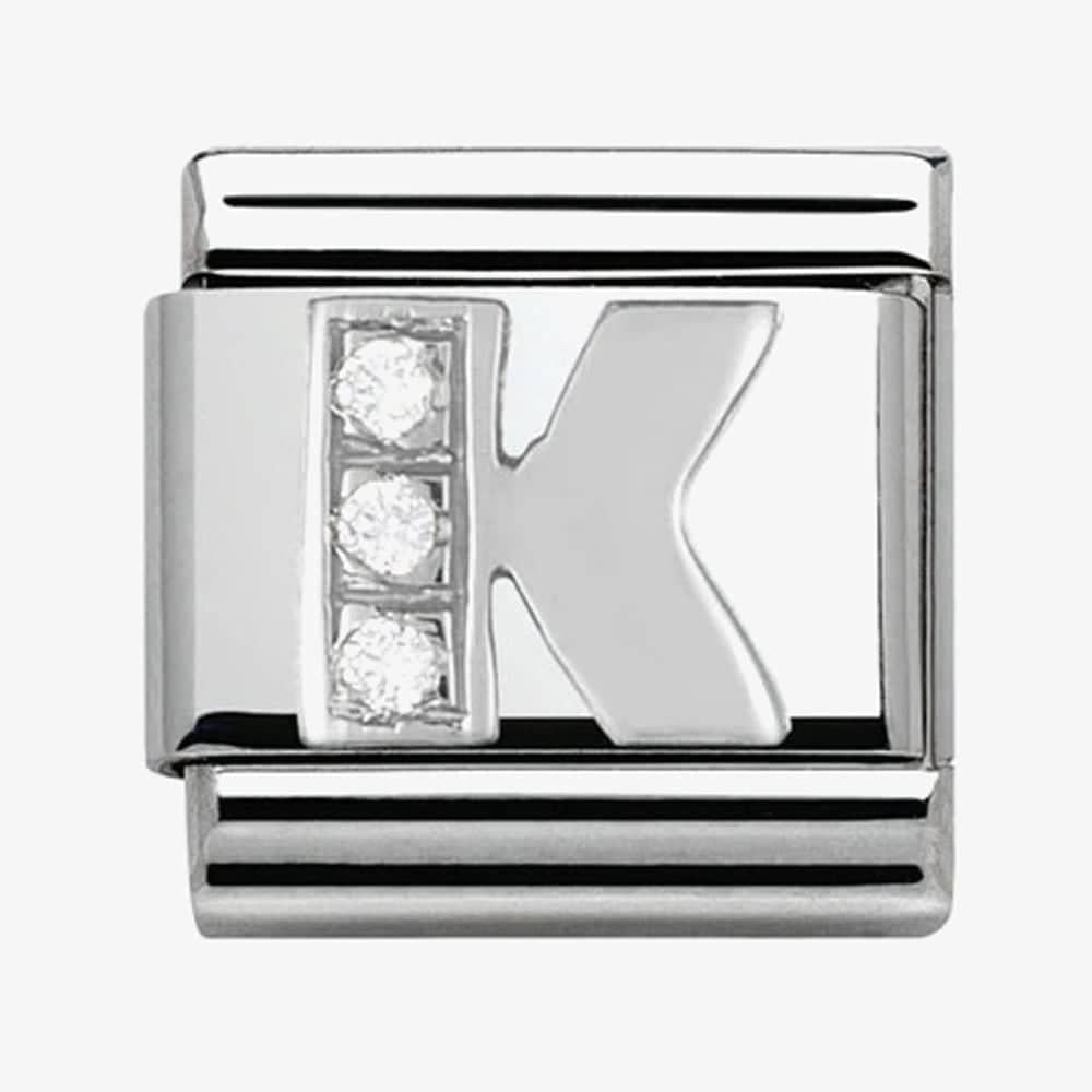 Composable Classic Link Letter K in Silver and Stones
