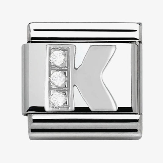 Composable Classic Link Letter K in Silver and Stones