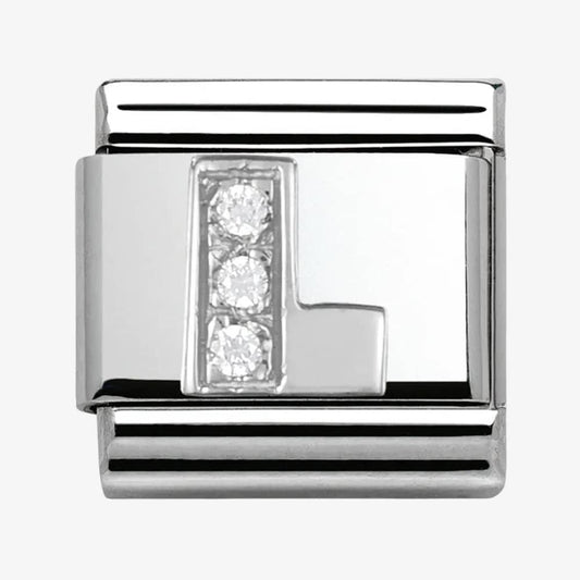 Composable Classic Link Letter L in Silver and Stones