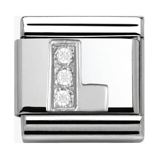 Composable Classic Link Letter L in Silver and Stones