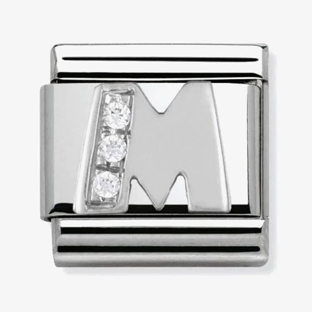 Composable Classic Link Letter M in Silver and Stones