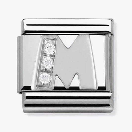 Composable Classic Link Letter M in Silver and Stones
